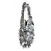 Evening Bag - Metalic Leaf Sequined & Beaded Hobo-Style bag - Silver - BG-22437SV